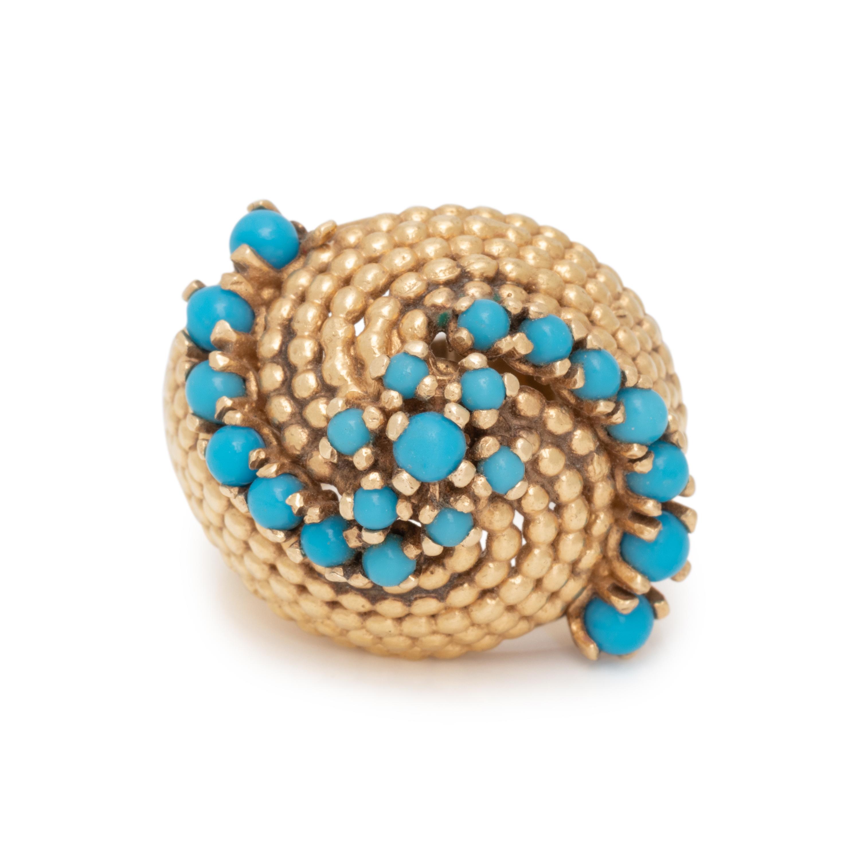 YELLOW GOLD AND TURQUOISE RING