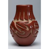 Carved Redware Jar, with Avanyu