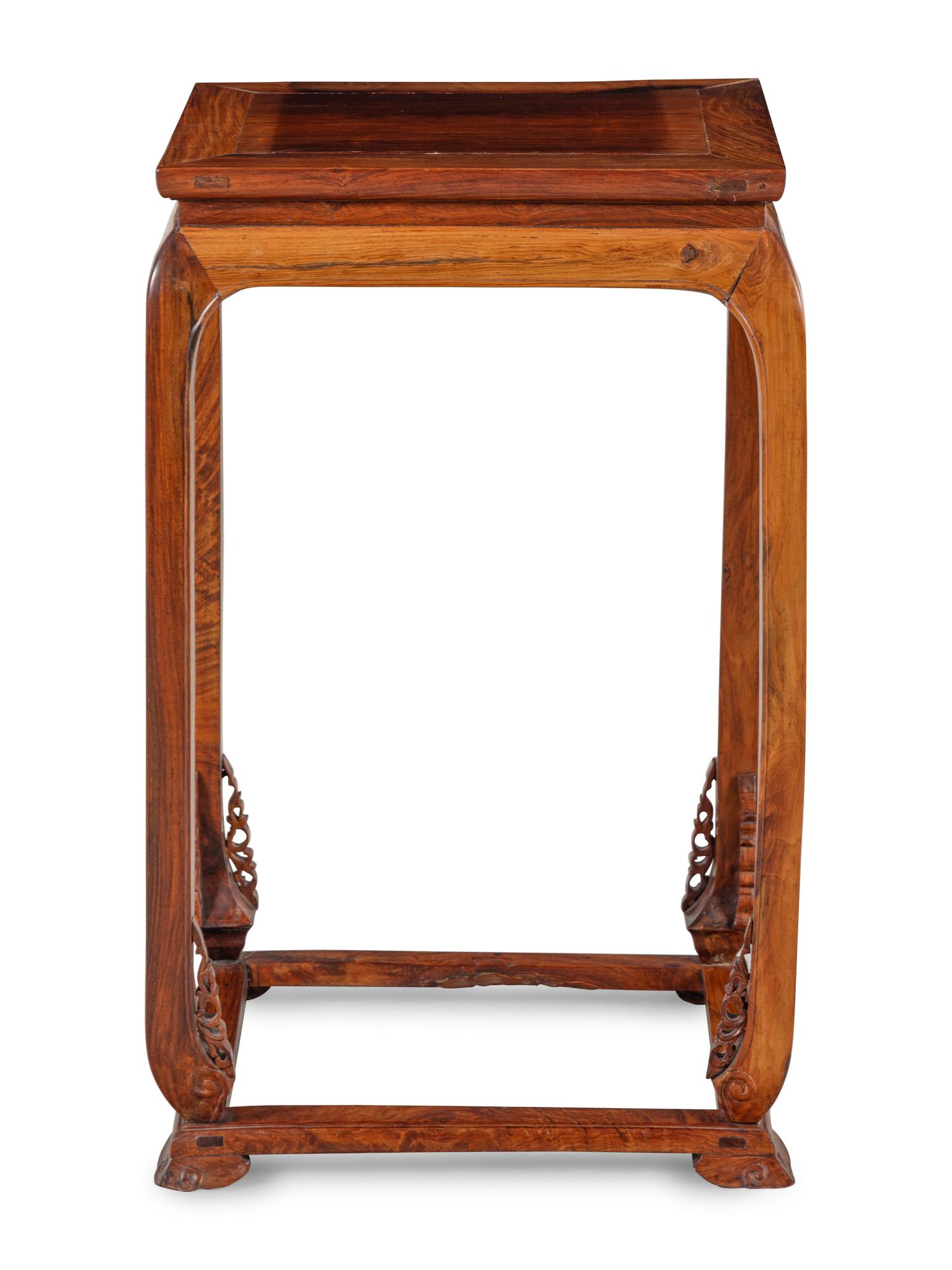A Chinese Hardwood Side Stand, Fangji, Possibly Huanghuali, 20th Century 近代 或爲黃花梨方几