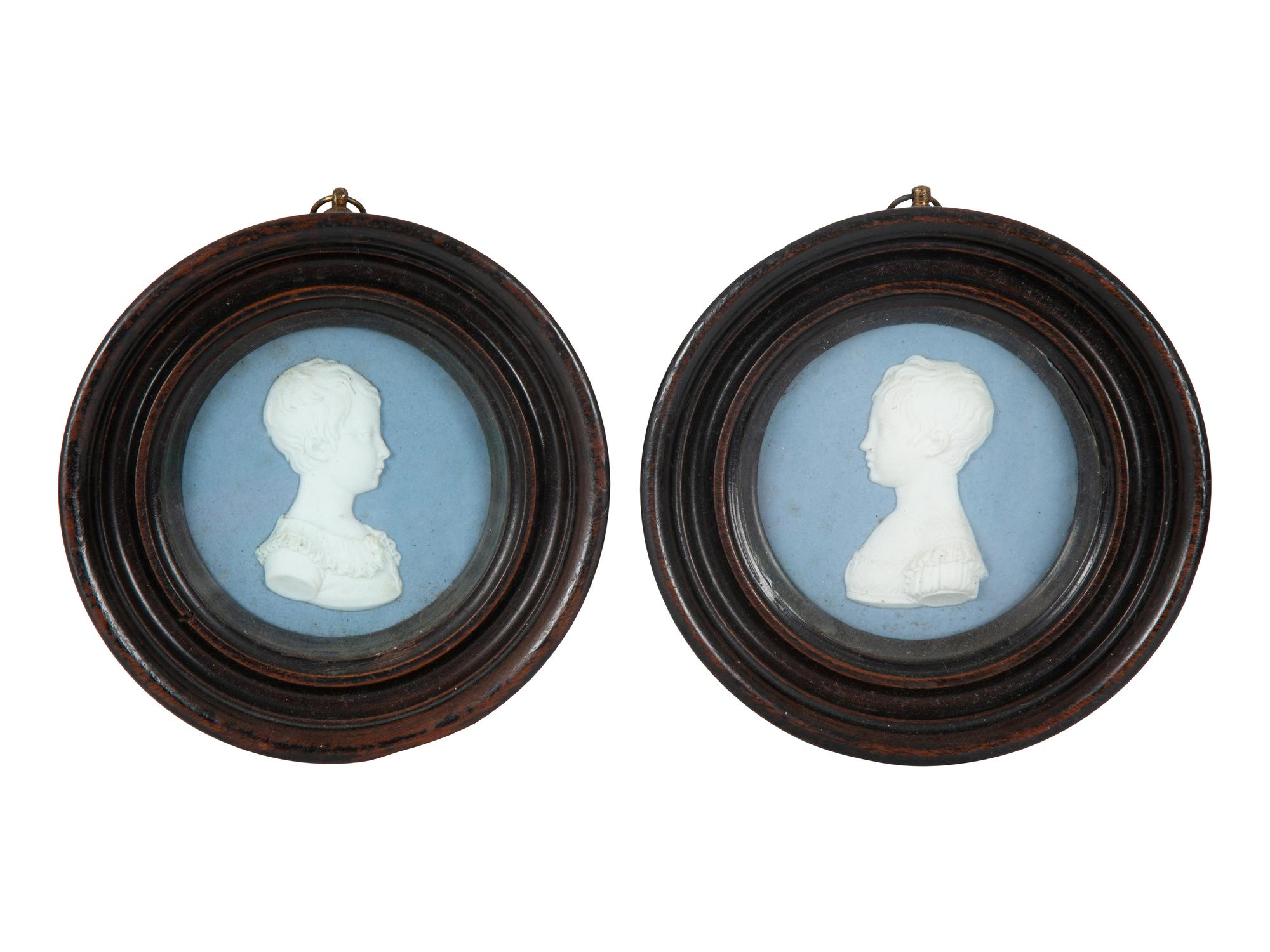 A Pair of Sevres Blue Jasper Porcelain Portrait Roundels — FRANCE, 19TH CENTURY