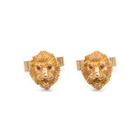YELLOW GOLD AND RUBY LION CUFFLINKS