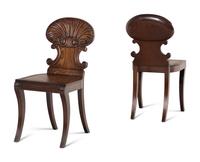 A Pair of Regency Mahogany Hall Chairs