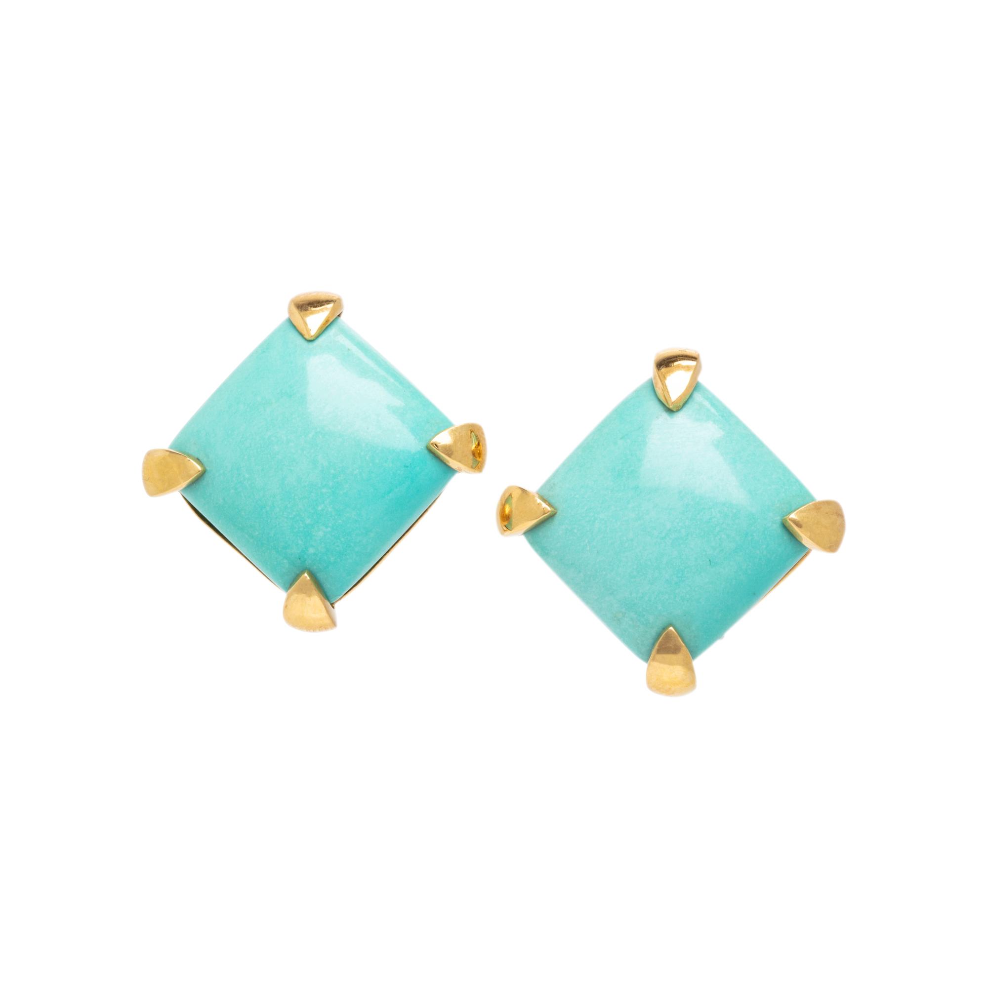 VALENTIN MAGRO, TURQUOISE AND YELLOW GOLD EARRINGS