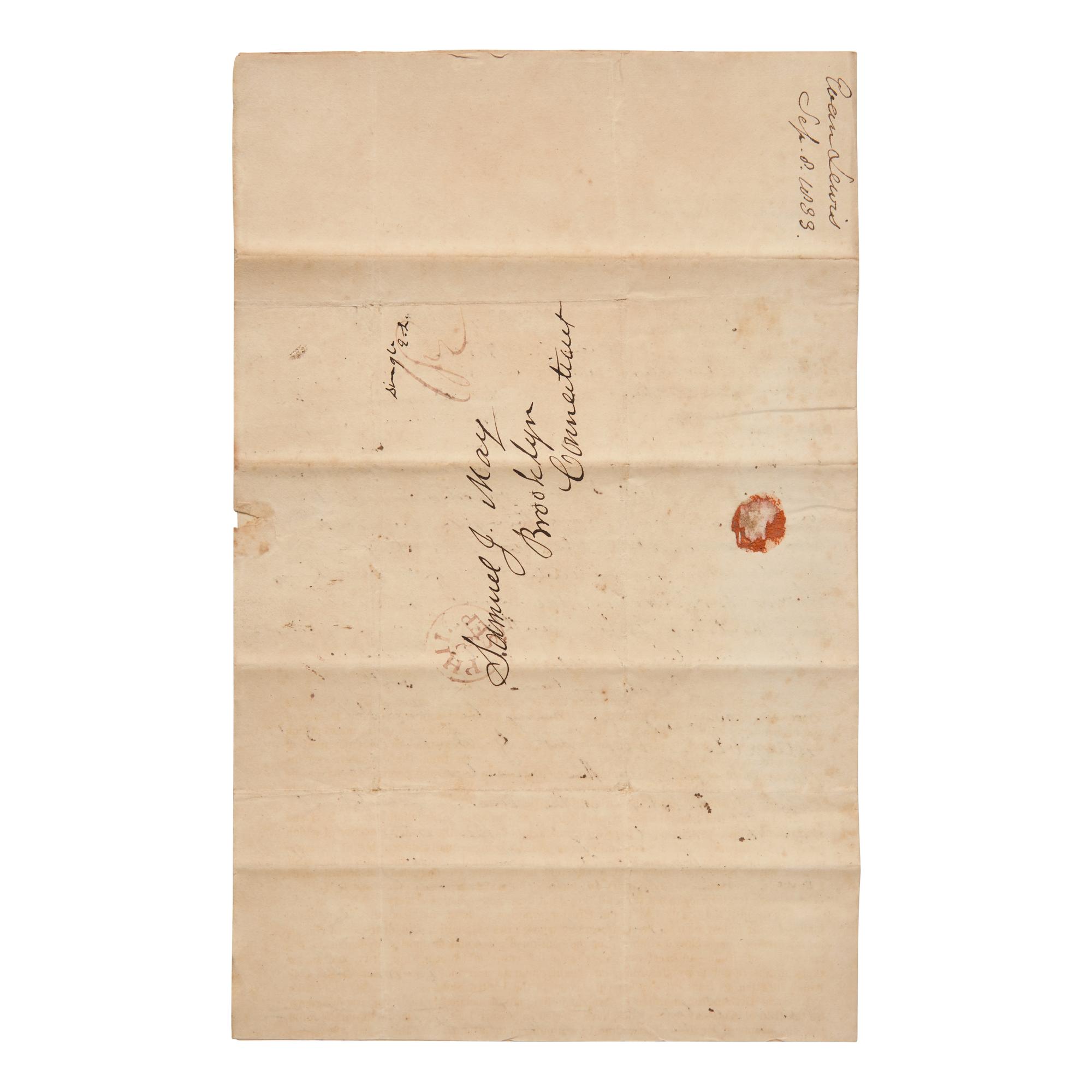 [African-Americana] May, Rev. Samuel J., and Evan Lewis, and George Benson, and Rowland Greene. Printed Circular Calling for the Formation of a National Anti-Slavery Society