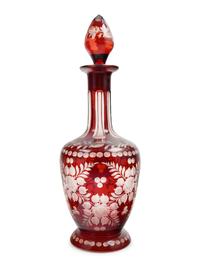 A Group of Cranberry Cut-to-Clear Glass Articles