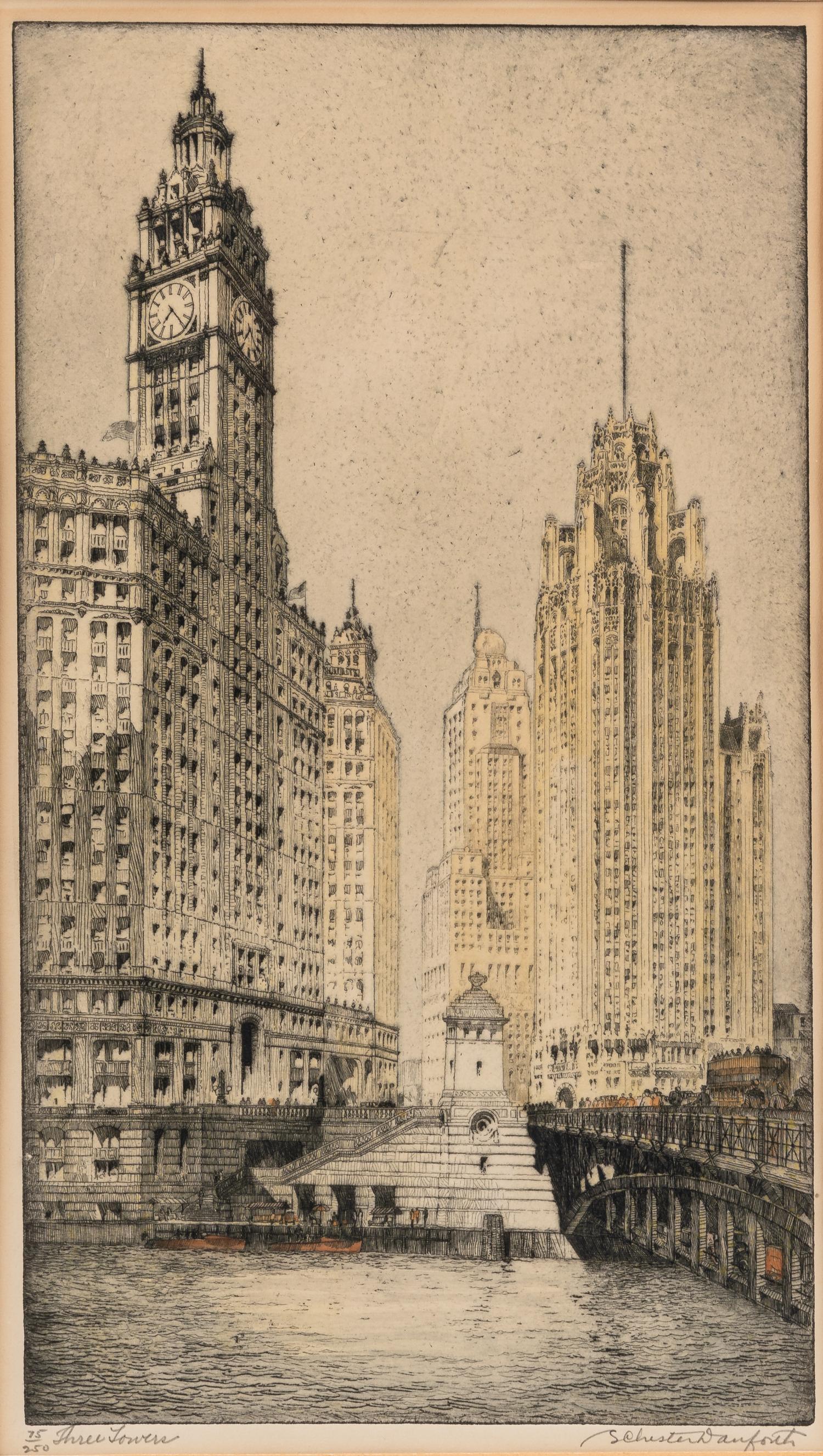 [CHICAGO]. DANFORTH, S. Chester. A suite of 3 signed etchings.