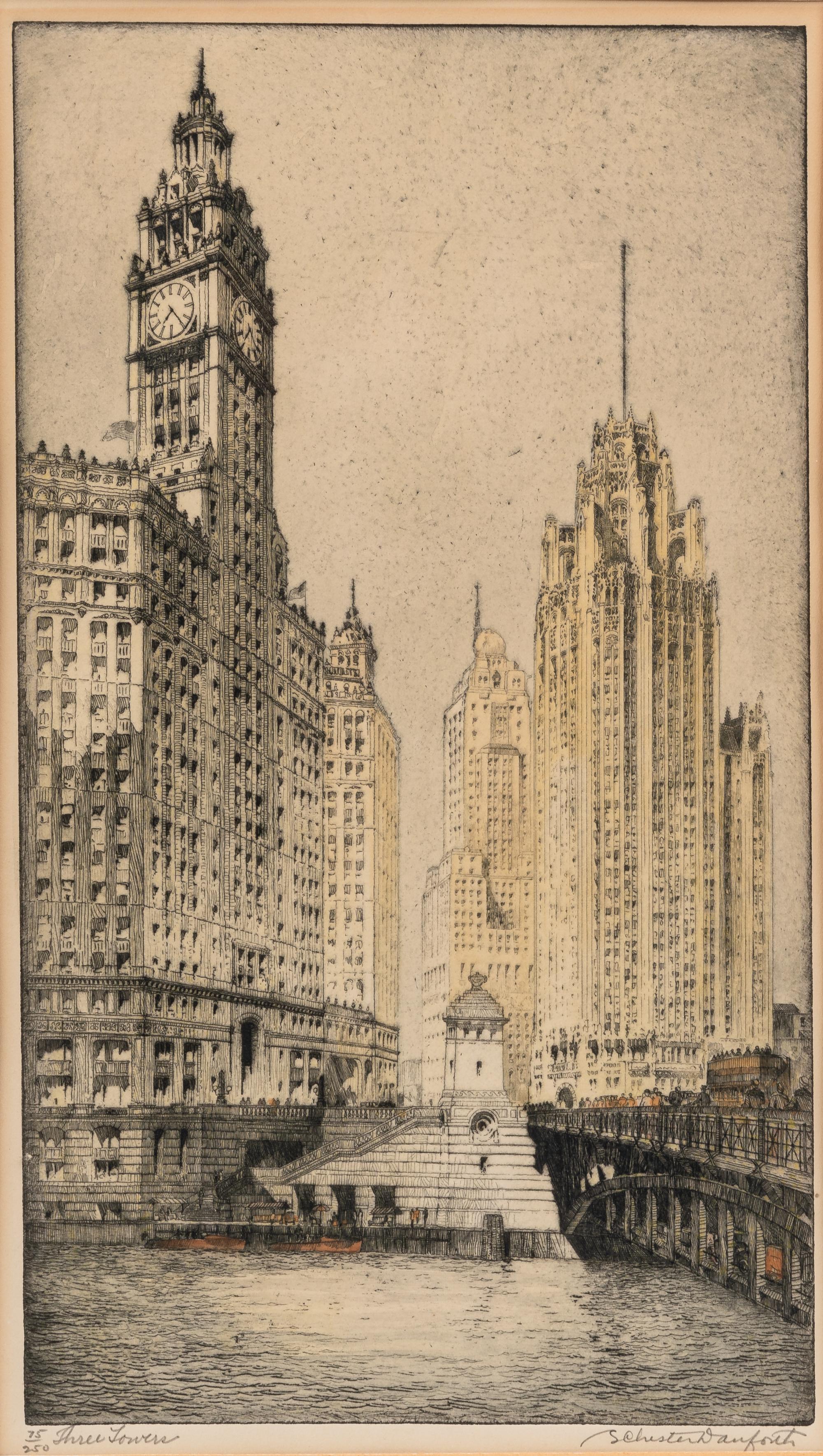 [CHICAGO]. DANFORTH, S. Chester. A suite of 3 signed etchings.