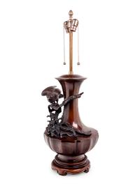 A Japanese Bronze Vase Mounted as a Lamp