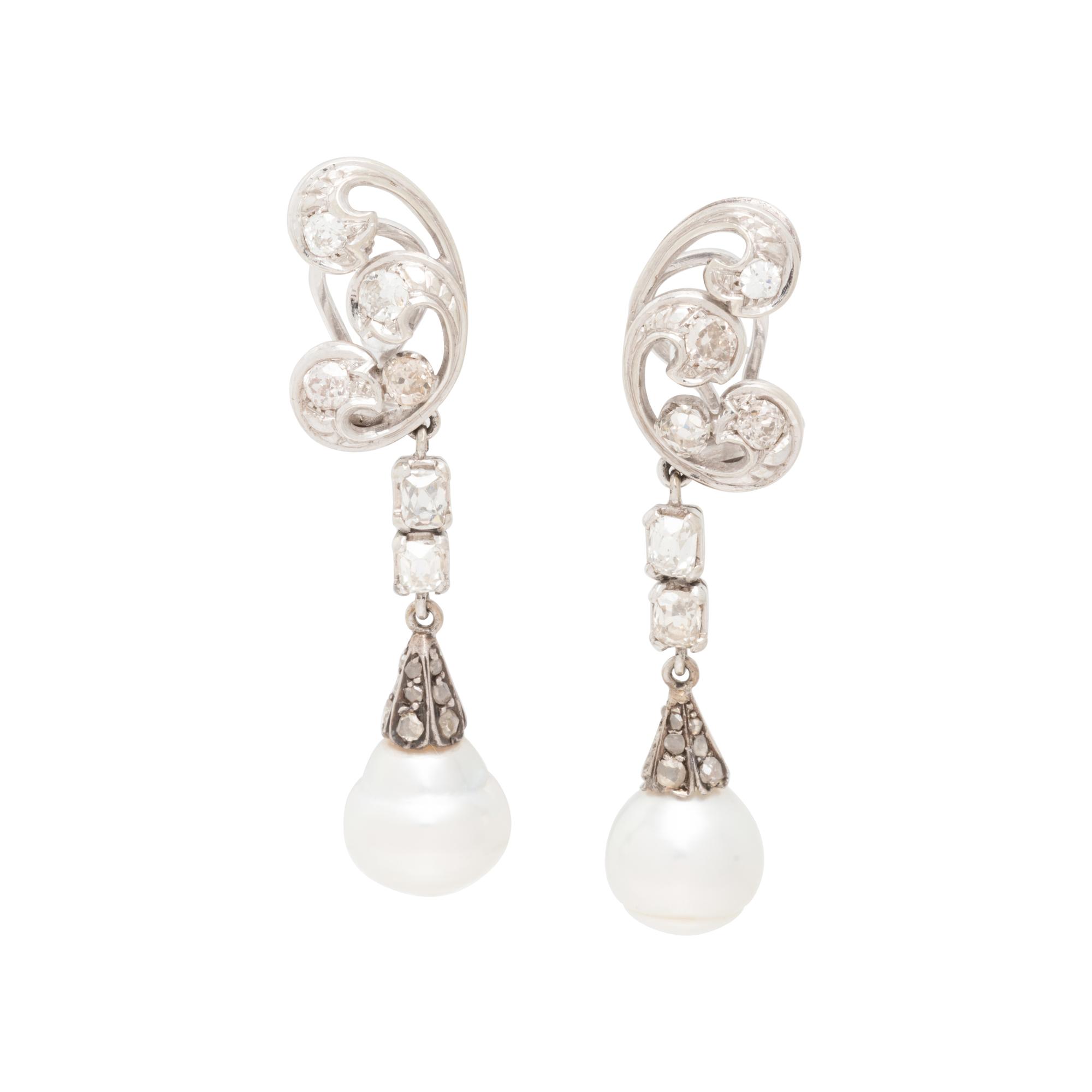 DIAMOND AND CULTURED PEARL EARCLIPS