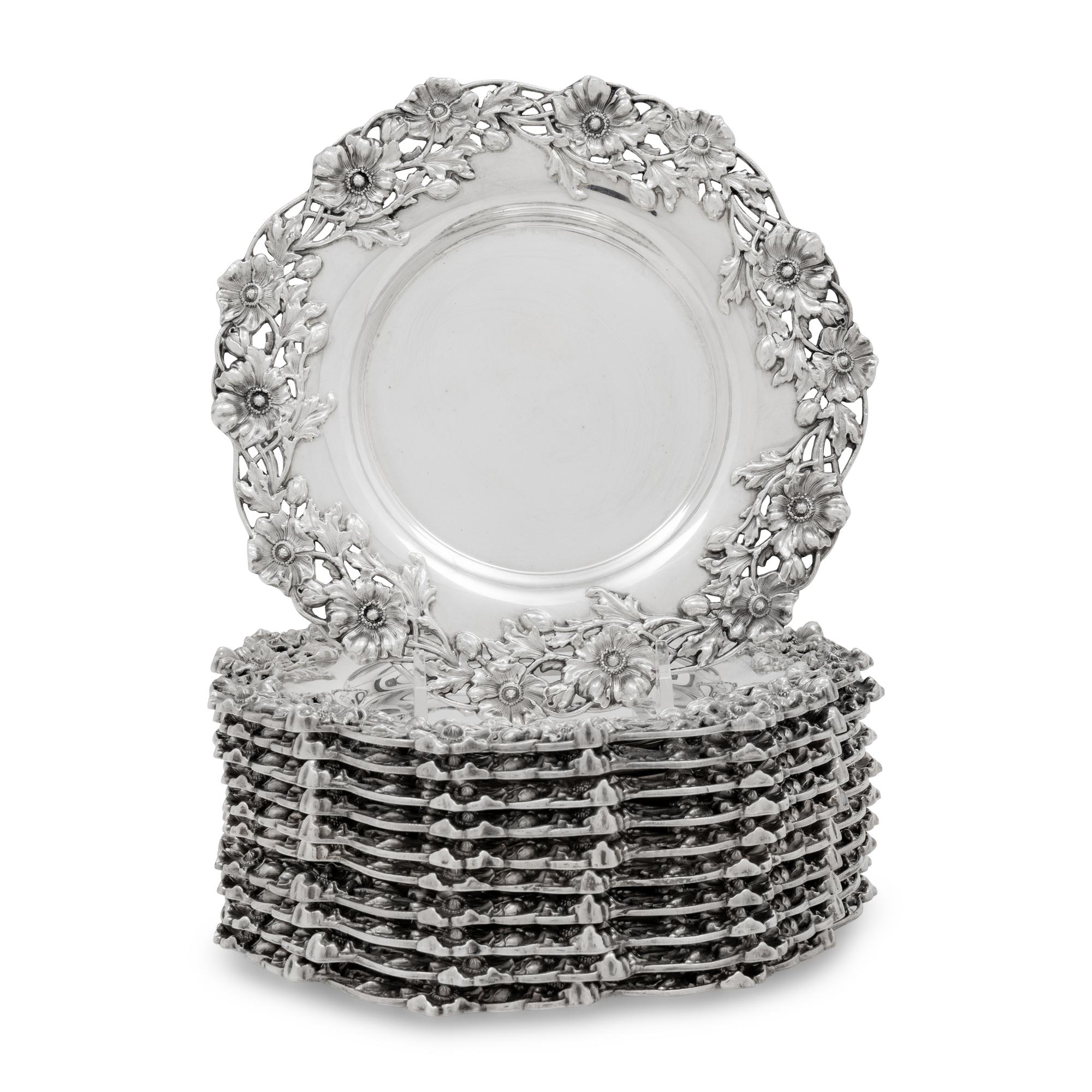 A Set of Eleven American Silver Bread Plates