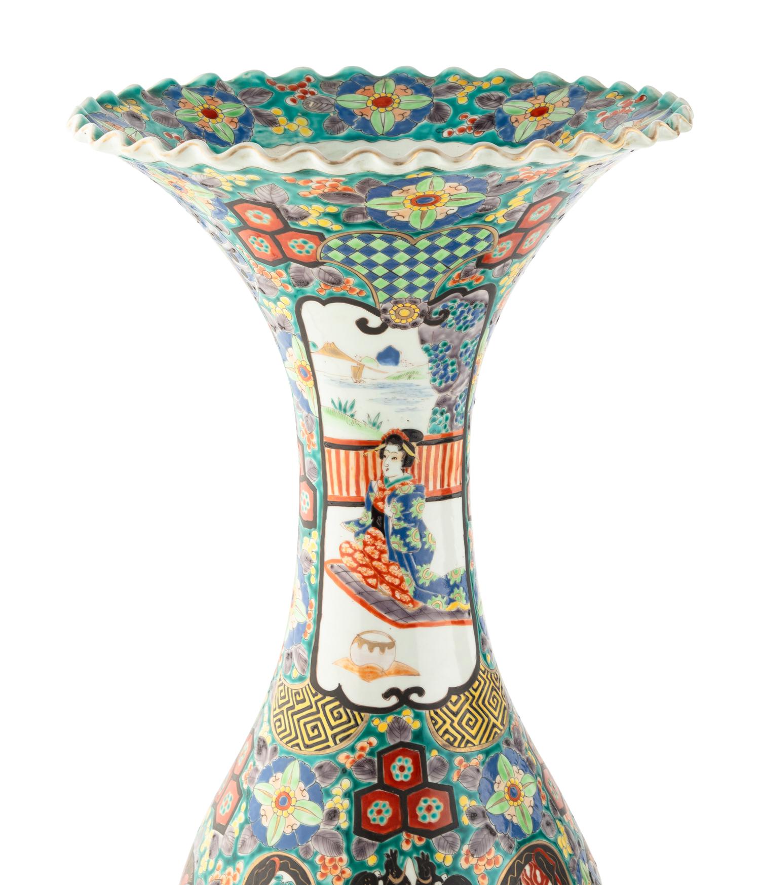 A Pair of Large Japanese Porcelain Baluster Vases