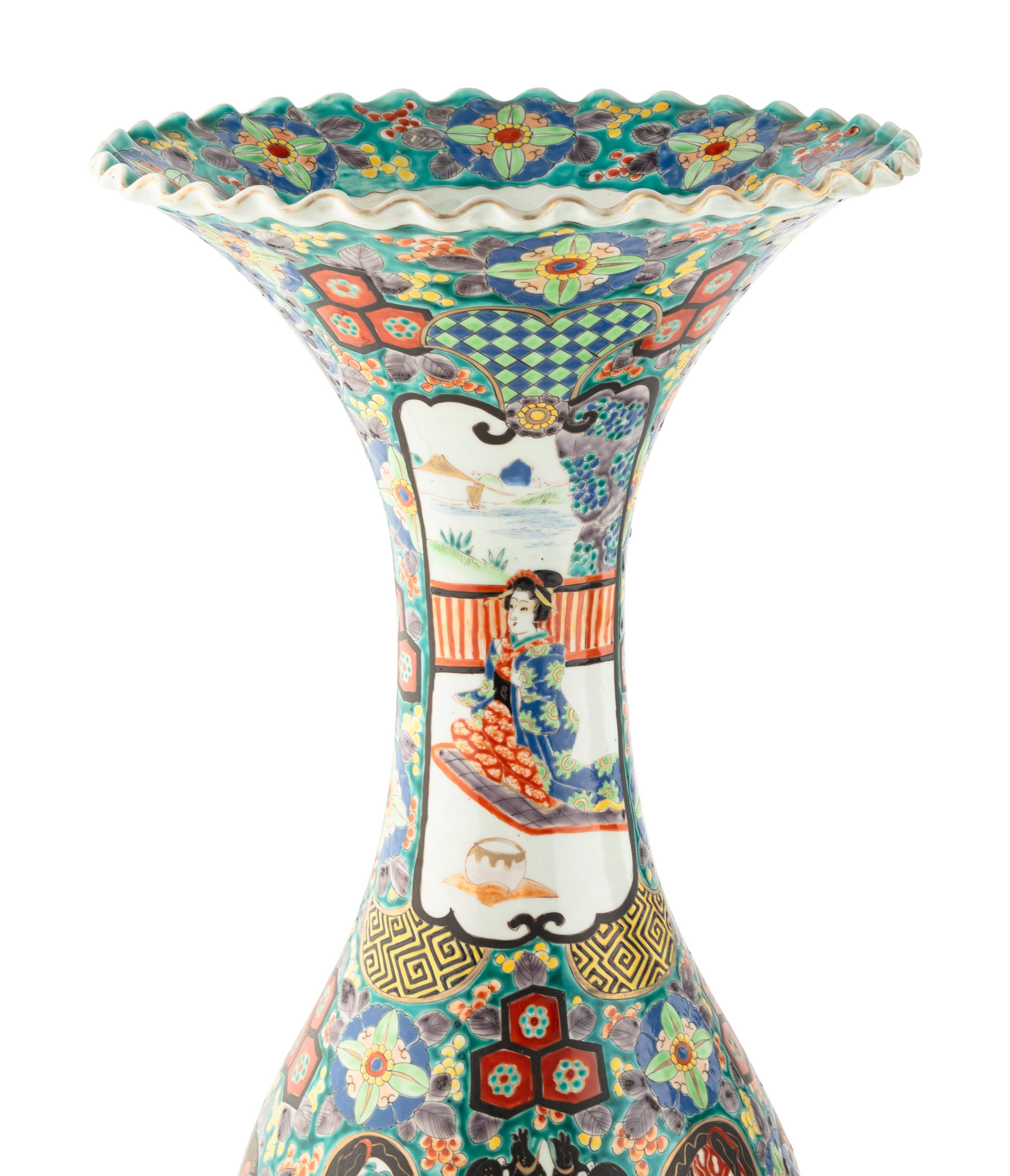 A Pair of Large Japanese Porcelain Baluster Vases