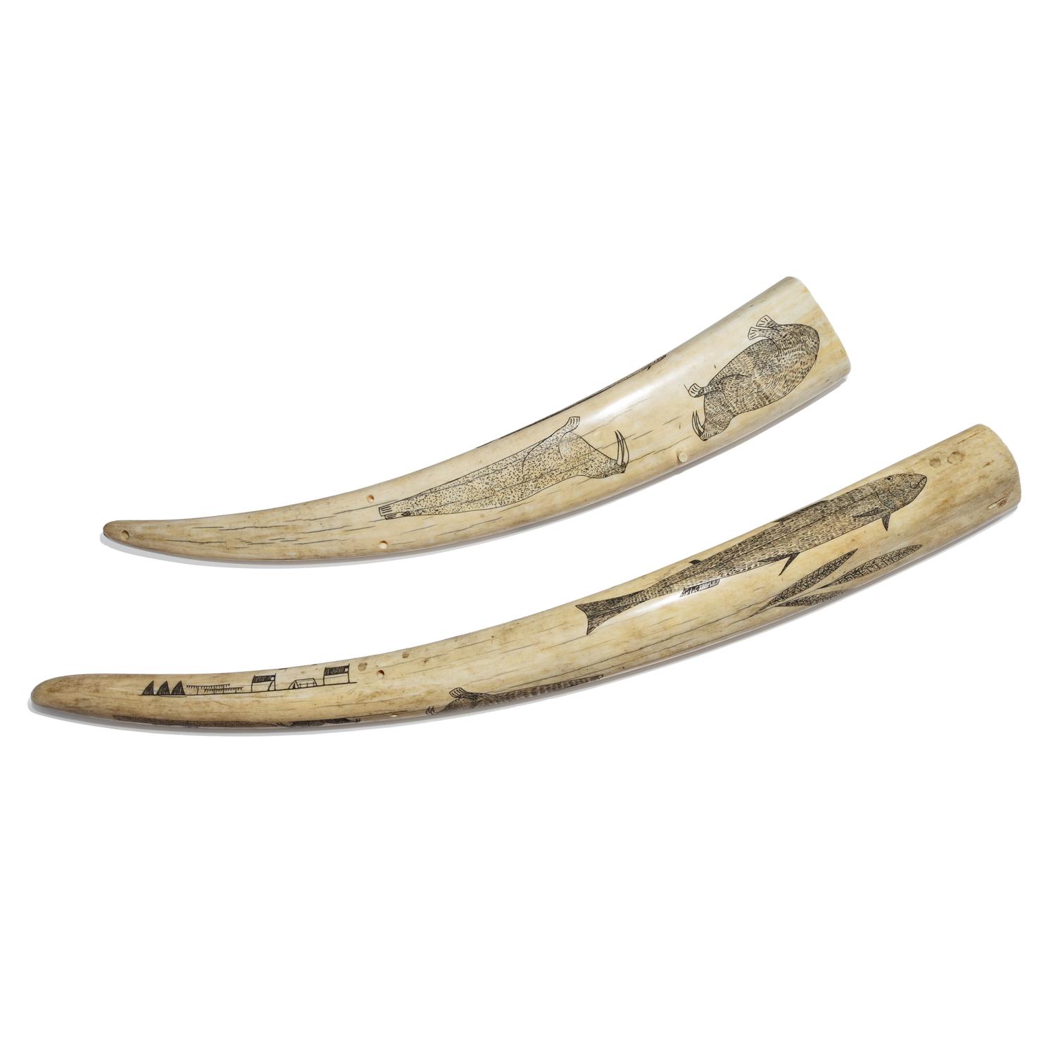 Alaskan Native Scrimshawed Cribbage Boards