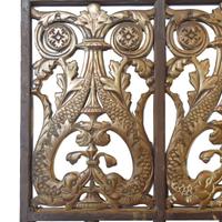 A Pair of Bronze and Iron Elevator Doors from the Hyde Park Bank, Chicago, IL. 15.25" W x .75" D x 74" H — United States, Circa 1928
