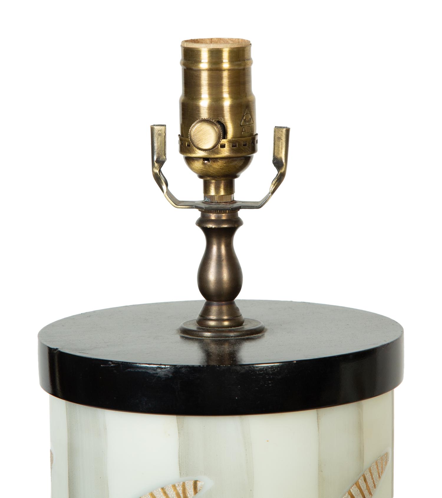 A Pair of Modernist Painted Glass Lamps