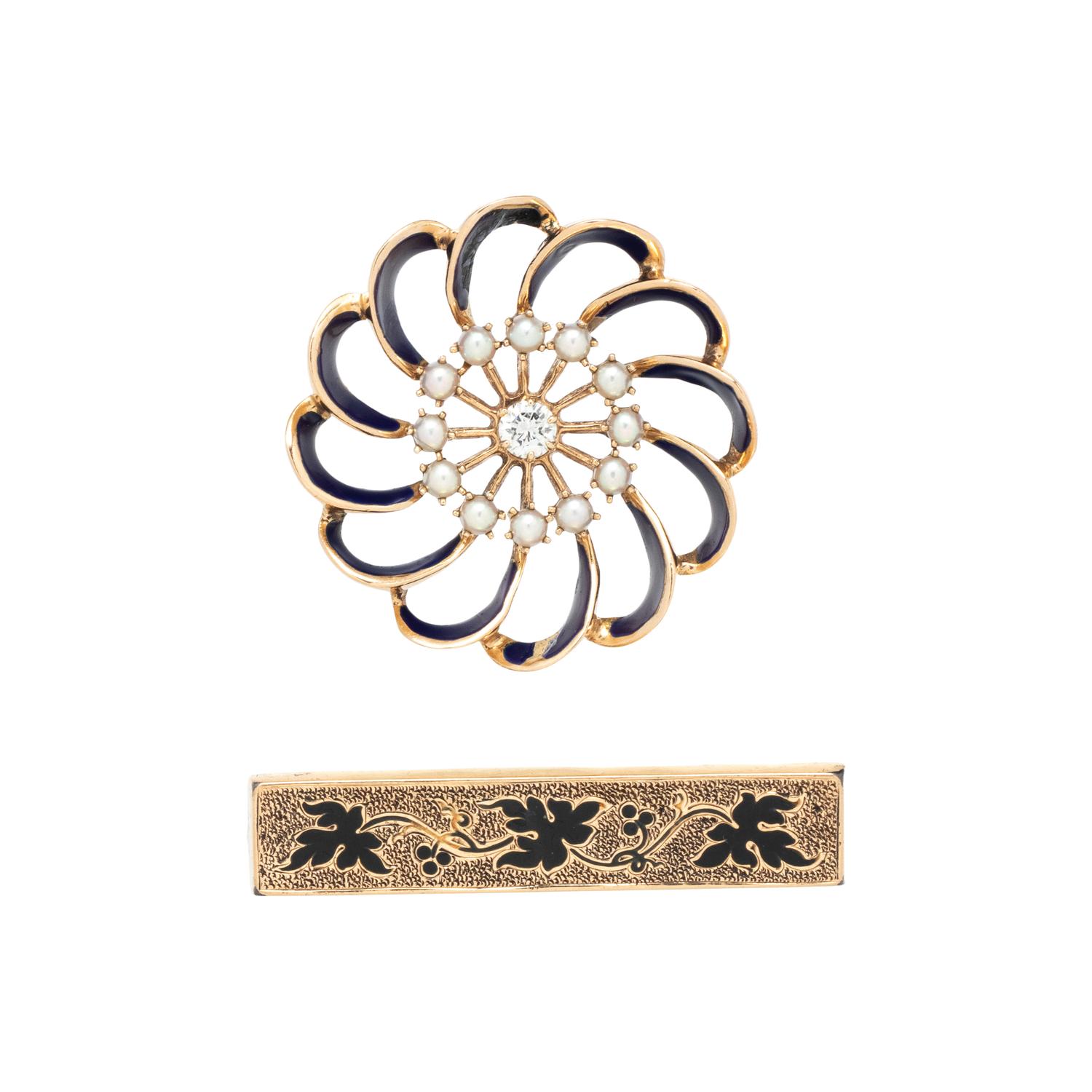 COLLECTION OF ENAMEL BROOCHES