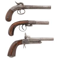 Lot of Three 19th Century Pistols Including Bacon Single Shot