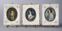 A Pair of Continental Portrait Miniatures, Height of pair with frames 5 1/2 inches.