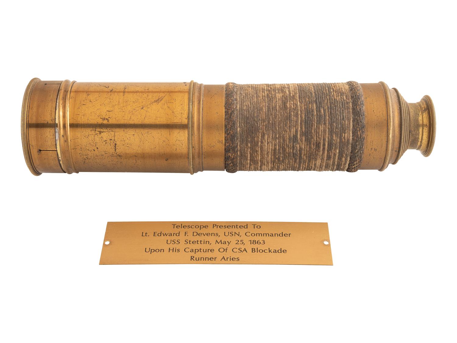 [CIVIL WAR]. Naval Telescope Presented to Lieutenant Edward Fesser Devens, 25 May 1863.