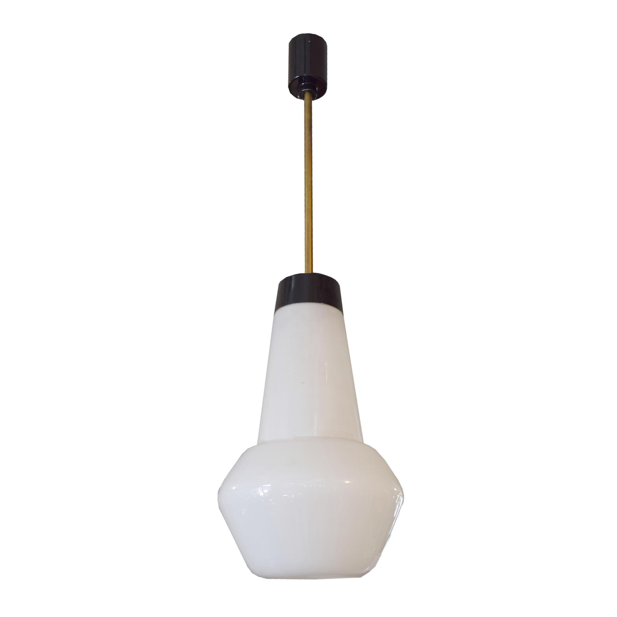 A Mid-Century Brass Pendant Light 9" W x 9" D x 32" H — Italy, Mid-20th Century
