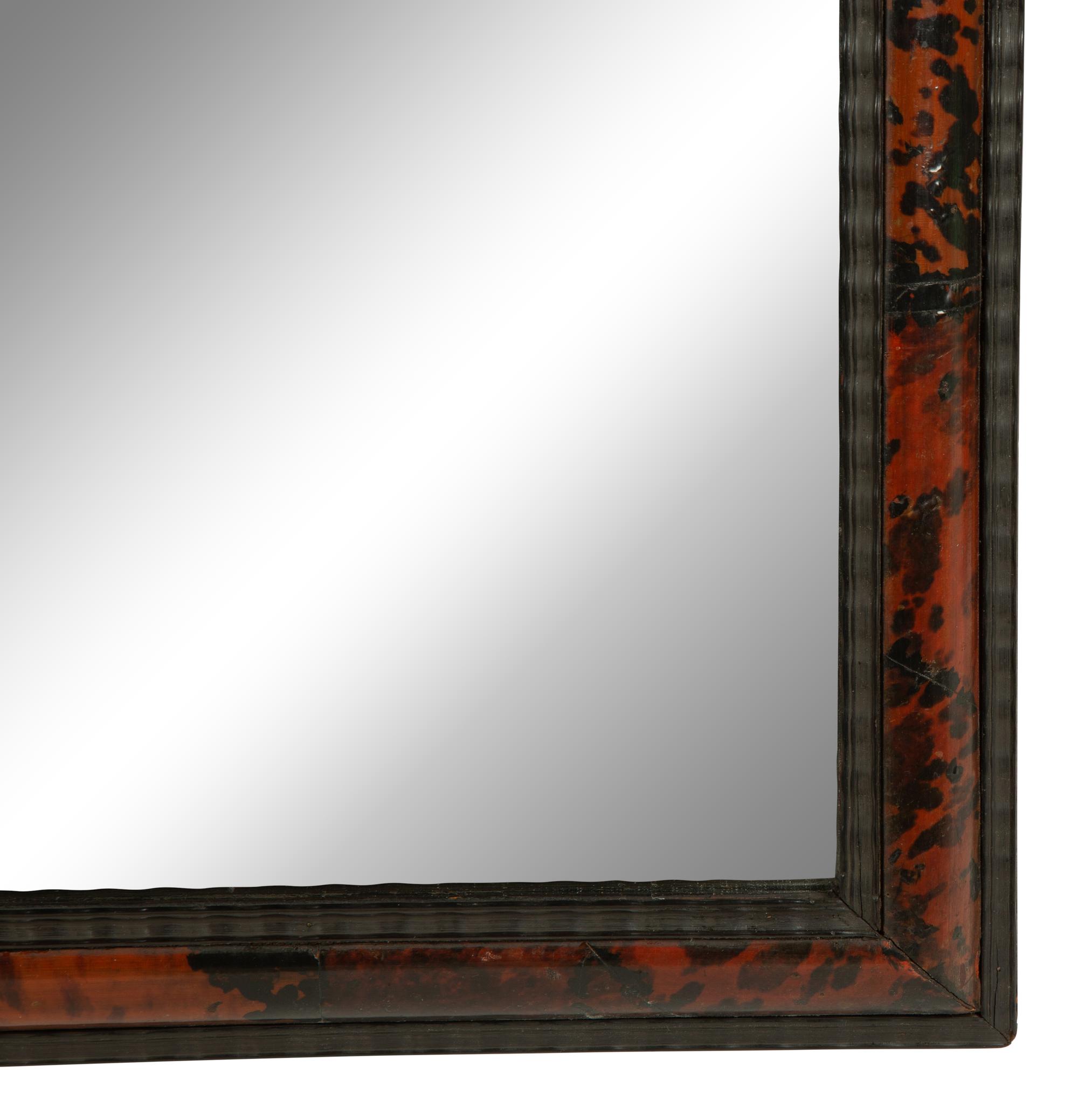 A Flemish Ebonized and Tortoise Shell Veneered Mirror — 19TH CENTURY