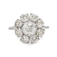 Diamond and White Gold Cluster Ring