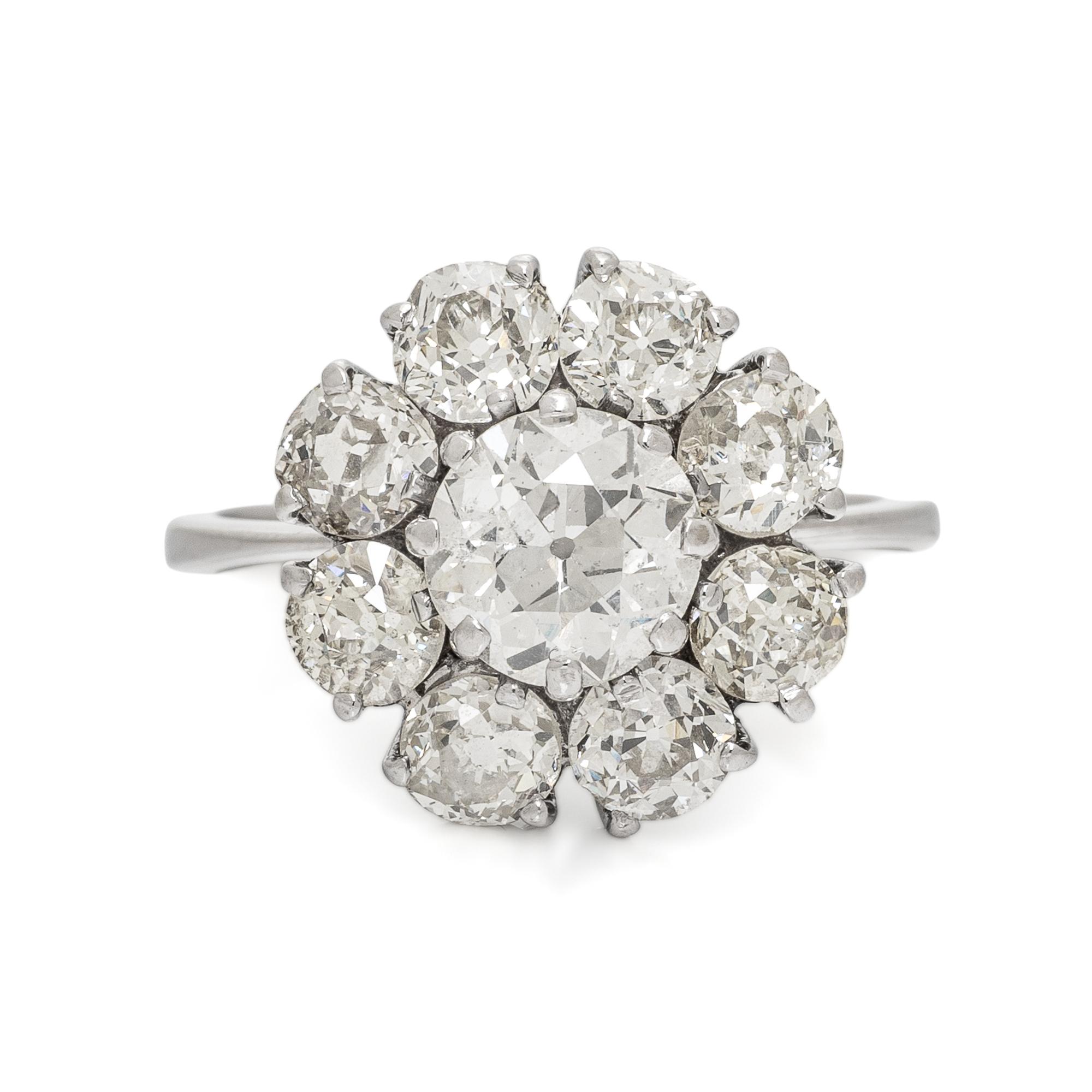 Diamond and White Gold Cluster Ring
