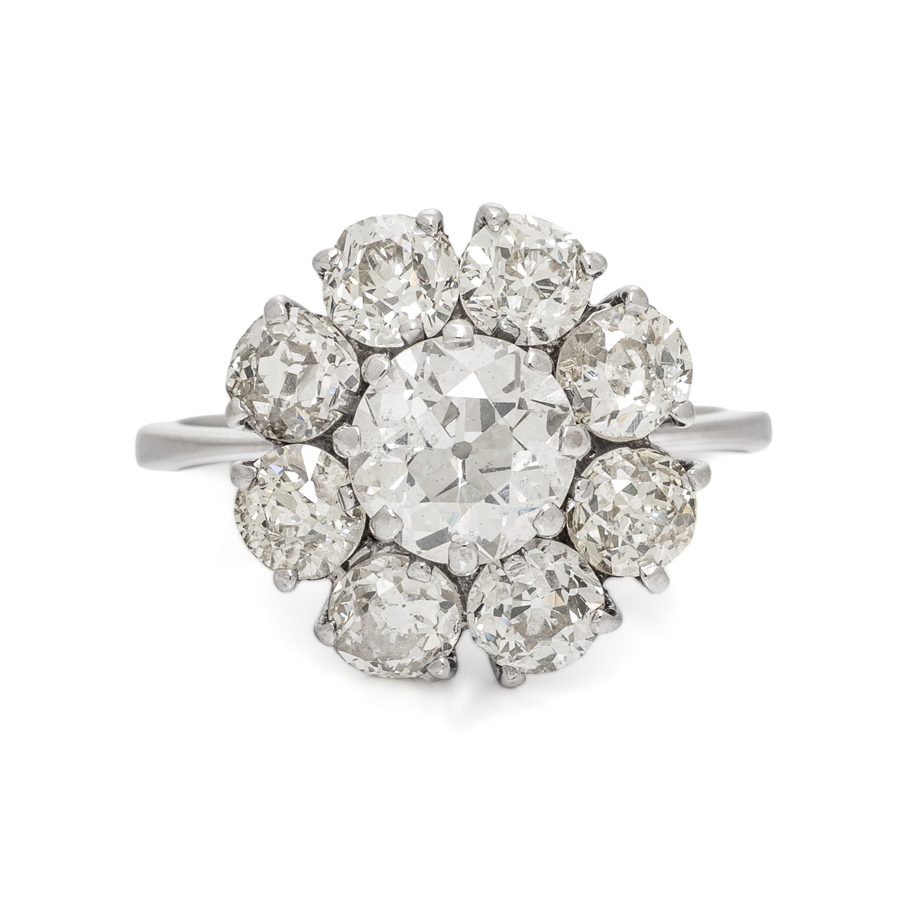 Diamond and White Gold Cluster Ring