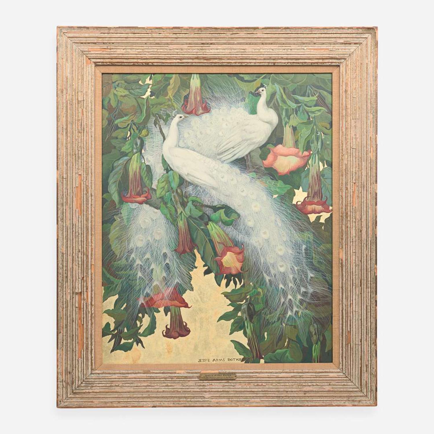 Jessie Arms Botke (American, 1883-1971) - White Peacocks and Datura