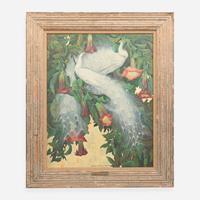 Jessie Arms Botke (American, 1883-1971) - White Peacocks and Datura