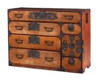 A Japanese Pressed Metal Mounted Tansu Chest