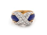 TIFFANY & CO., SCHLUMBERGER, ENAMEL AND DIAMOND 'PAVÉ X' RING