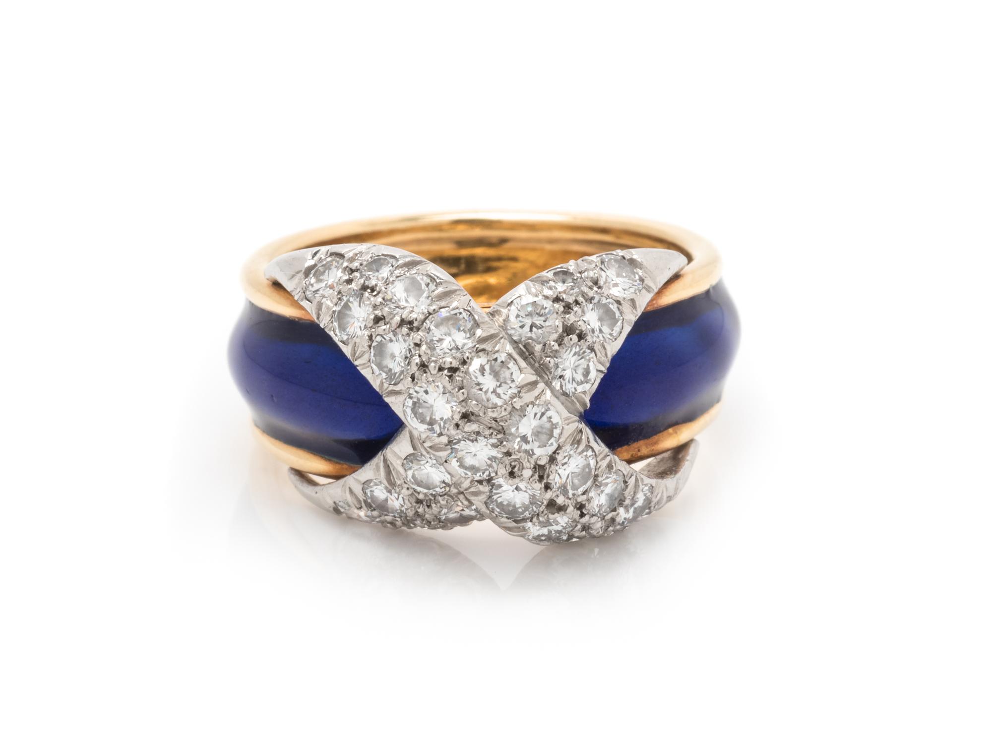 TIFFANY & CO., SCHLUMBERGER, ENAMEL AND DIAMOND 'PAVÉ X' RING