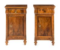 A Pair of Italian Gilt Bronze Mounted Walnut Side Cabinets
