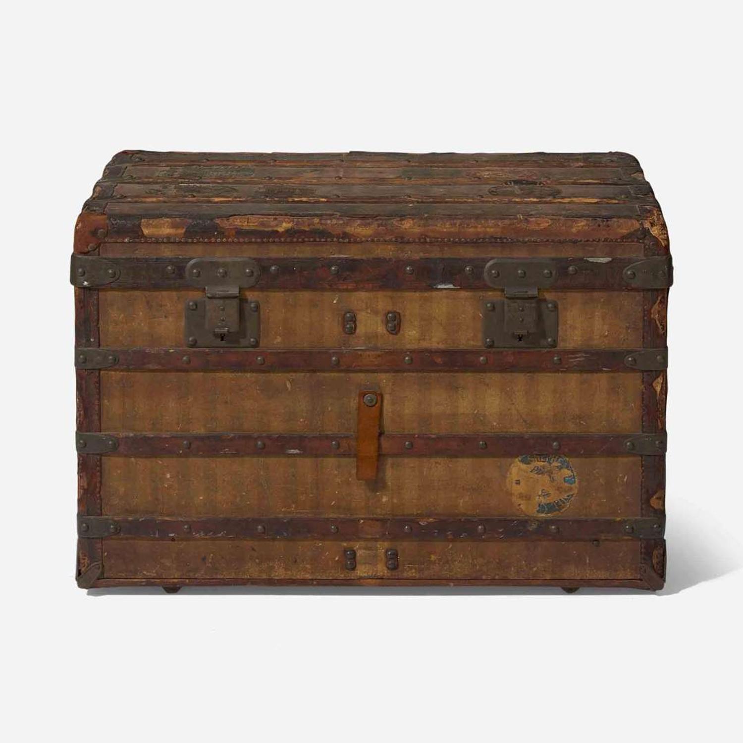 A Louis Vuitton Rayée Canvas Steamer Trunk Circa 1880
