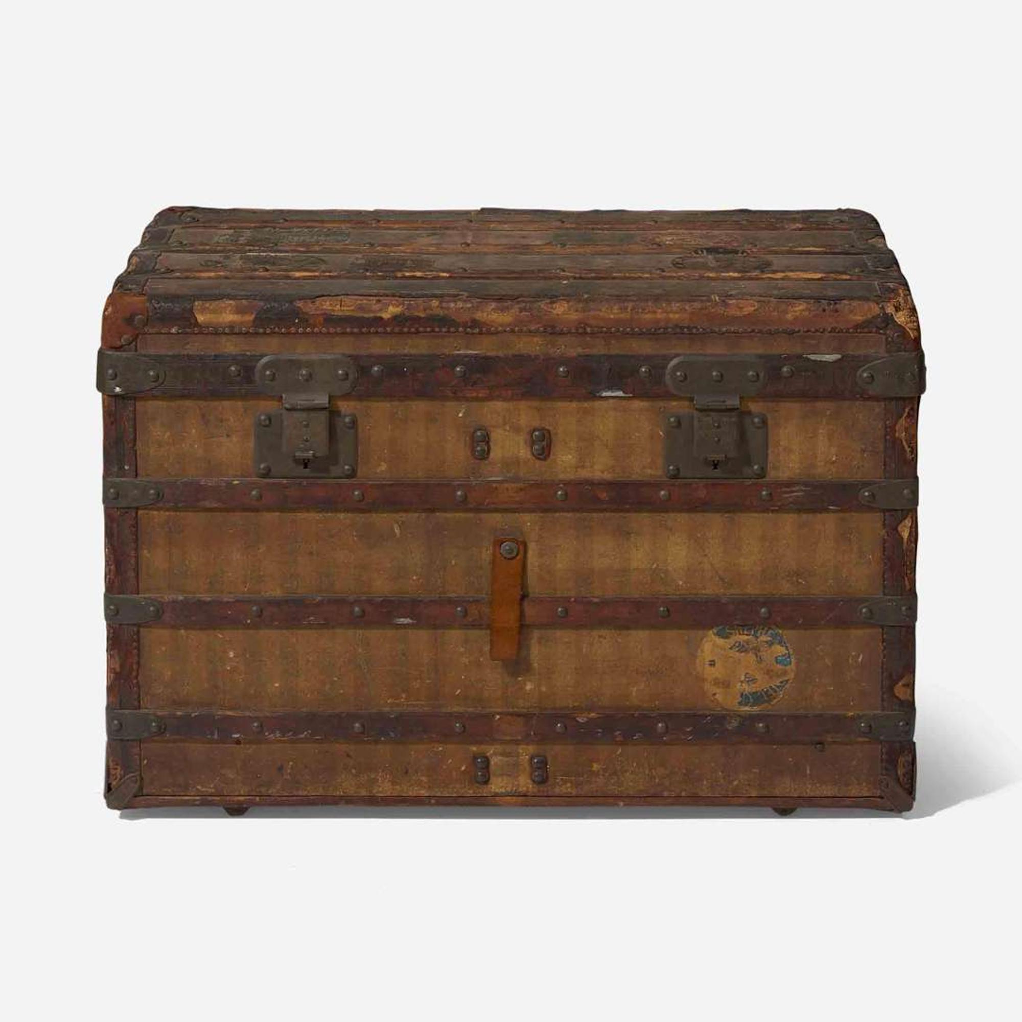 A Louis Vuitton Rayée Canvas Steamer Trunk Circa 1880