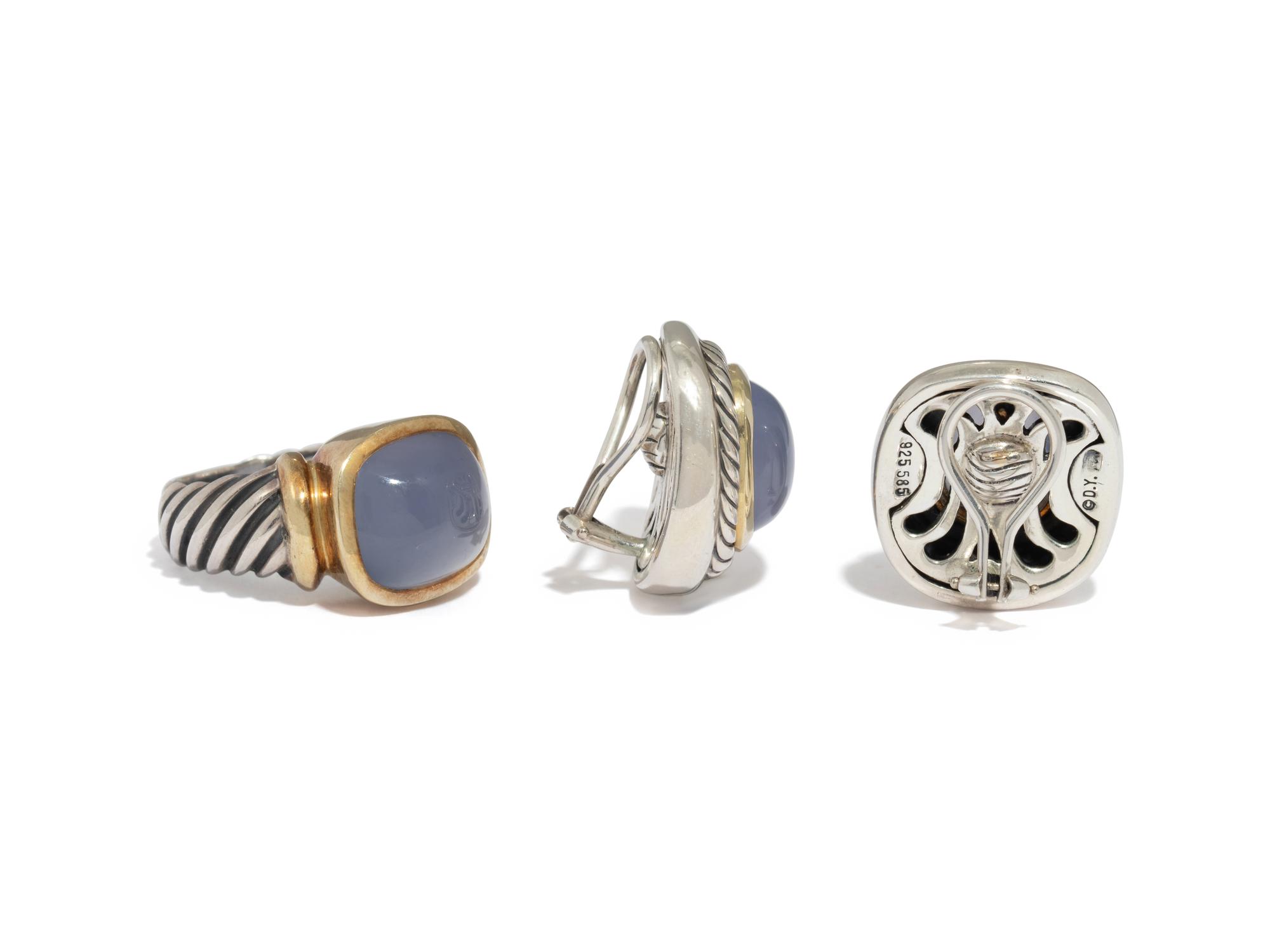DAVID YURMAN, COLLECTION OF YELLOW GOLD, STERLING SILVER, AND CHALCEDONY JEWELRY