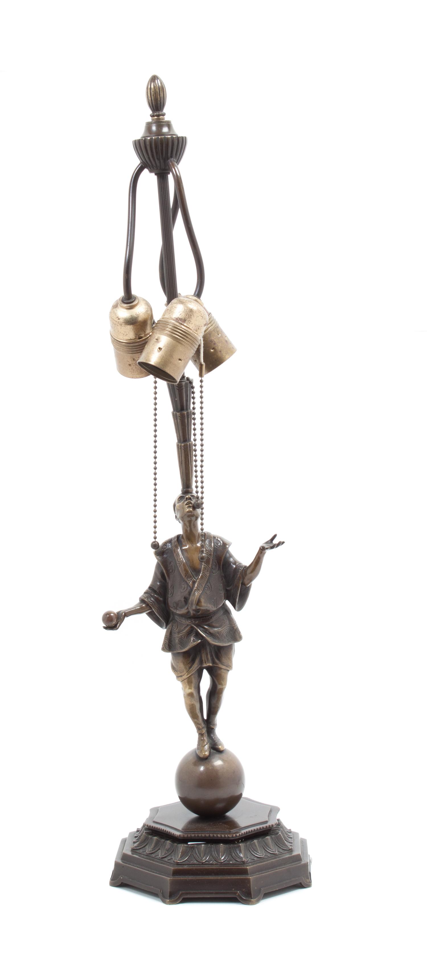 A Cast Metal Figural Lamp Height overall 26 inches. — 20TH CENTURY