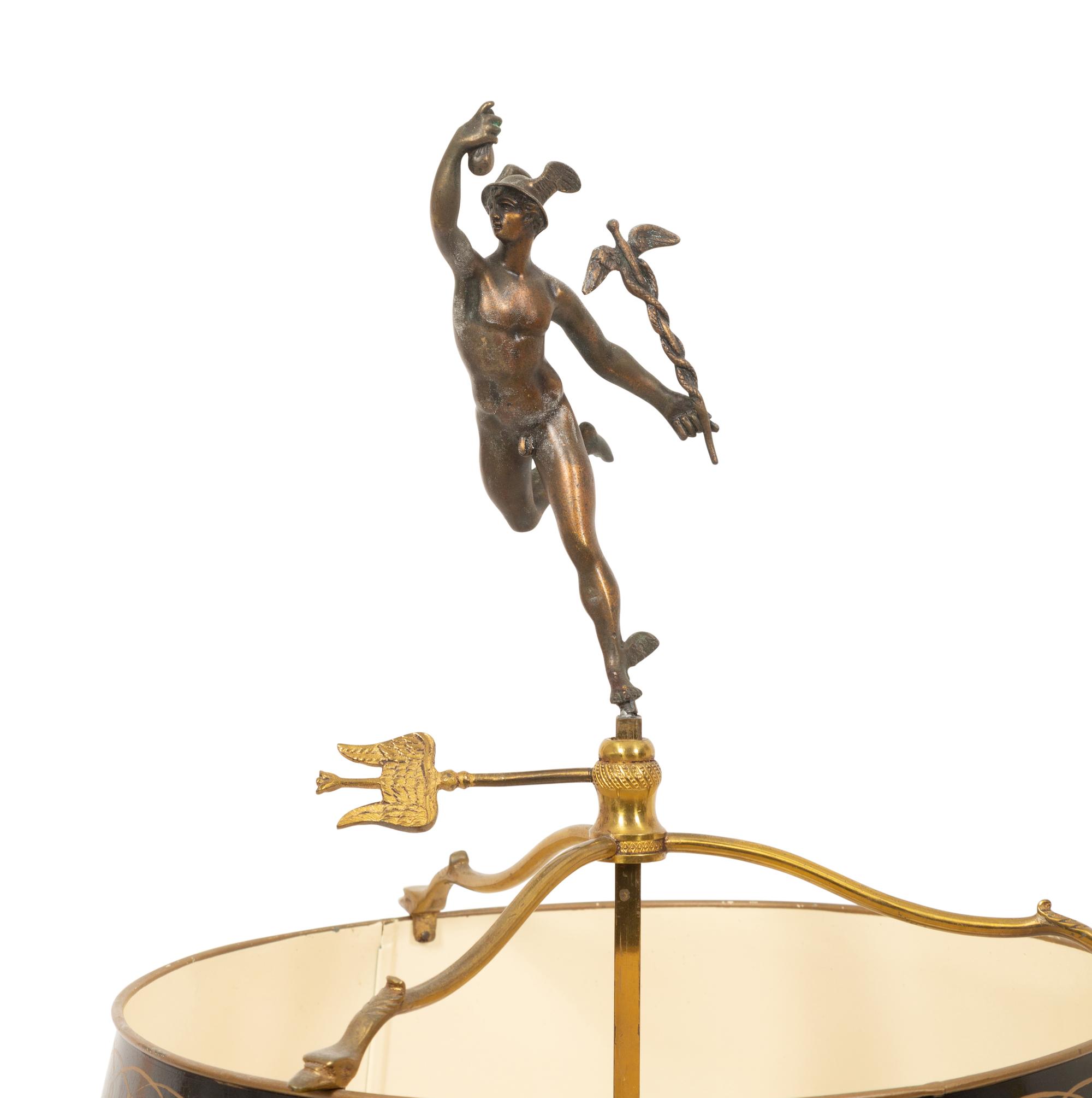 A French Gilt Bronze Bouilotte Lamp with Tole Shade