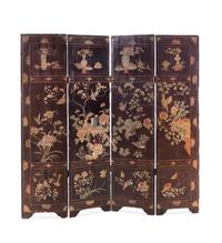 A Chinese Lacquered Four Panel Floor Screen
