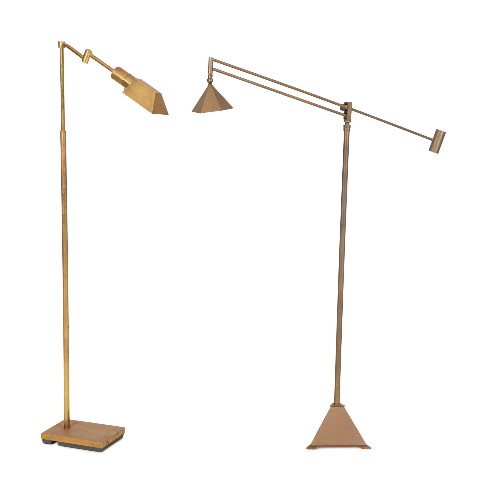 Two Mid-Century Modern Design Metal Adjustable Floor Lamps — 20th Century