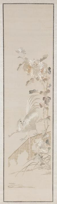 An Embroidered Silk ‘Cockatiel’ Panel