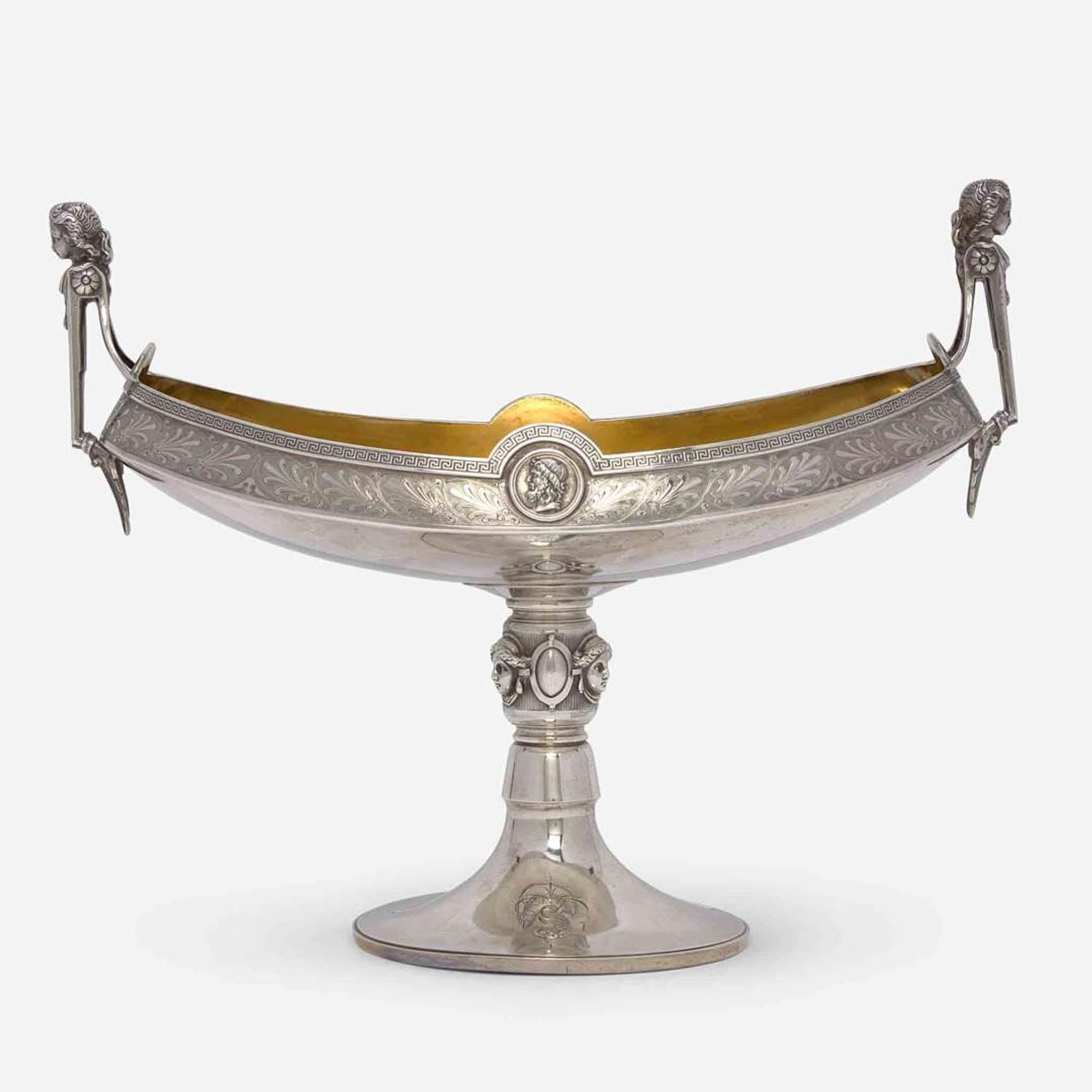 A Neoclassical coin silver centerpiece Gorham Mfg. Co., Providence, RI, retailed by J.E. Caldwell & Co., Philadelphia, PA, circa 1865-1871
