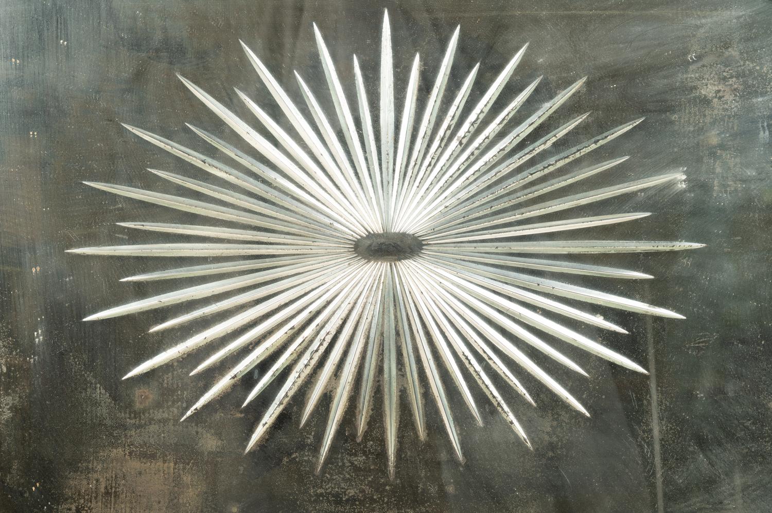 An Etched Glass Mirror with a Painted Frame