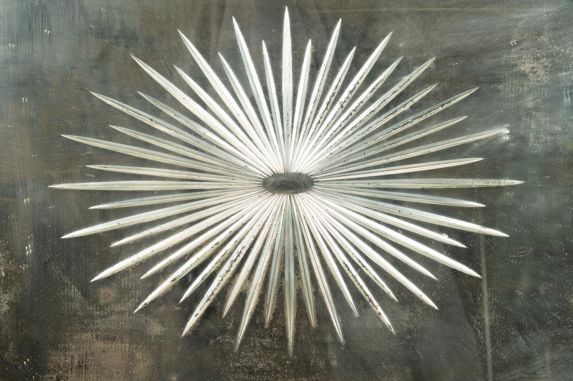 An Etched Glass Mirror with a Painted Frame