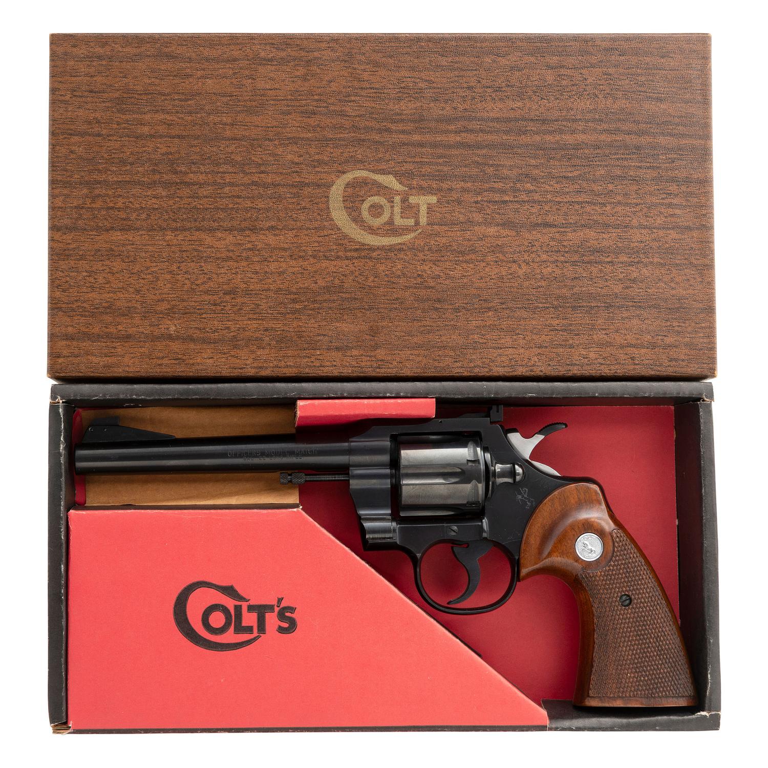 **Colt Officers Match 22 Revolver in Factory Box with Matching Test Target