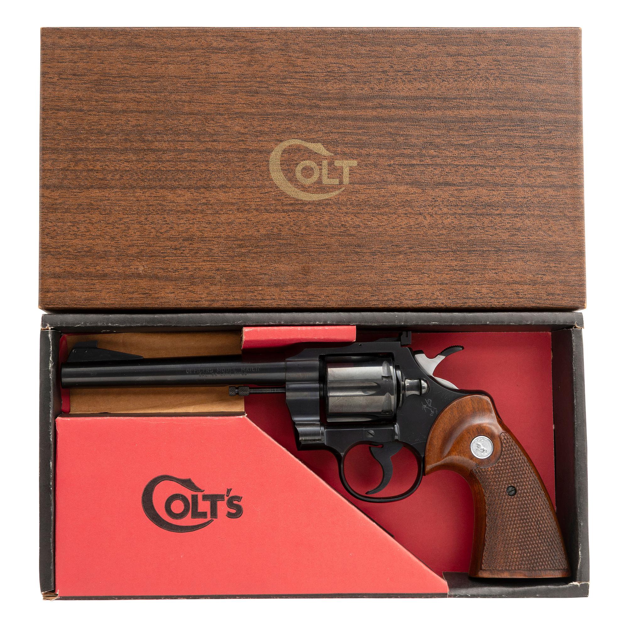**Colt Officers Match 22 Revolver in Factory Box with Matching Test Target