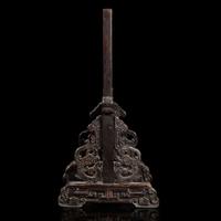 A Chinese embellished lacquer and carved hardwood table screen