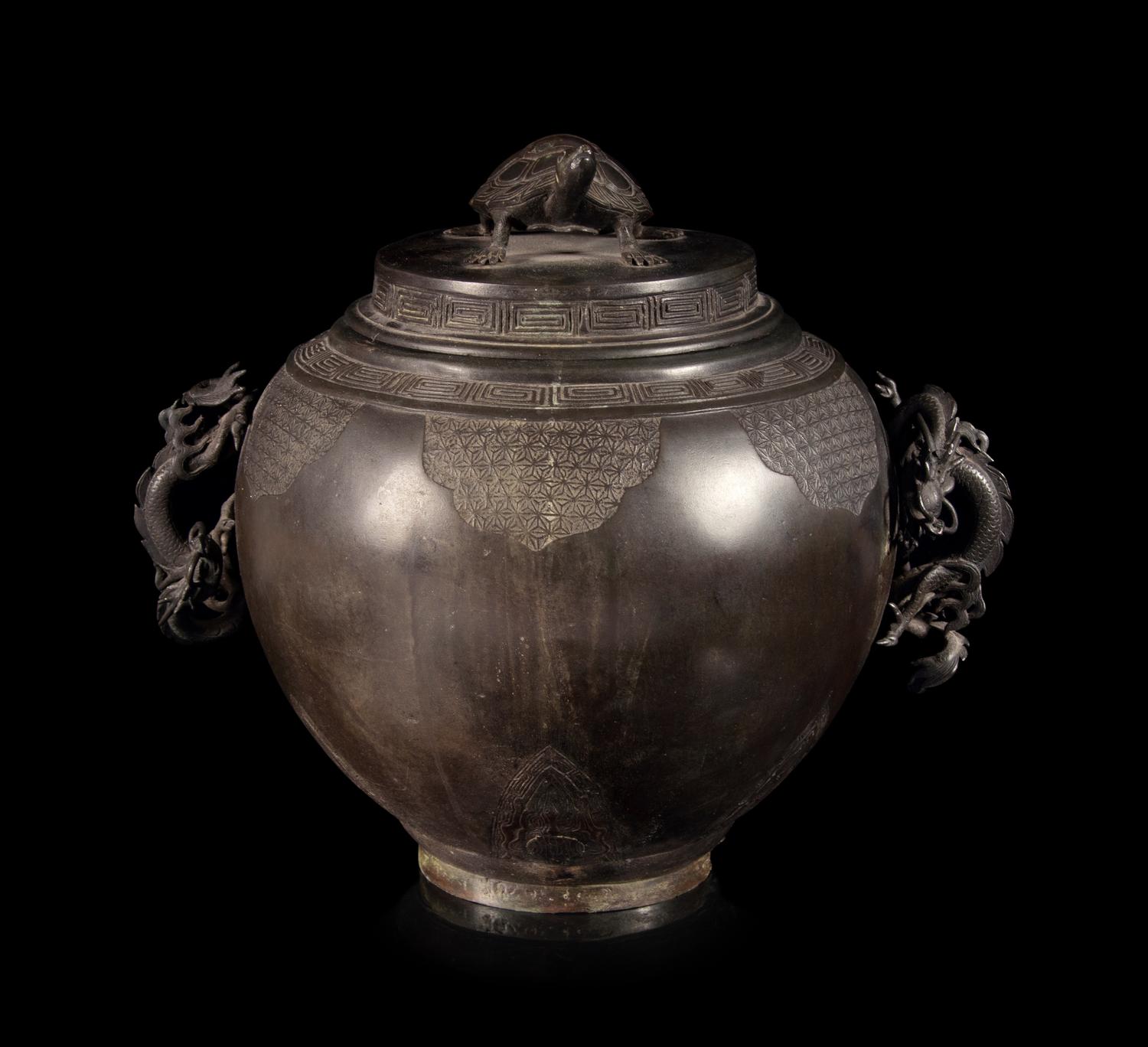 A Large Bronze Covered Jar