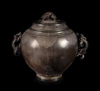 A Large Bronze Covered Jar